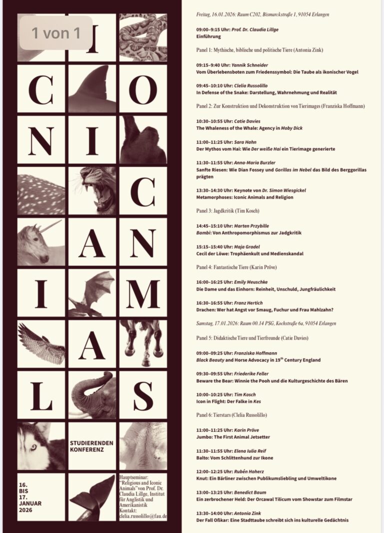 Student Conference “Iconic Animals” (16.-17.01.2026, 9-18 Uhr)
